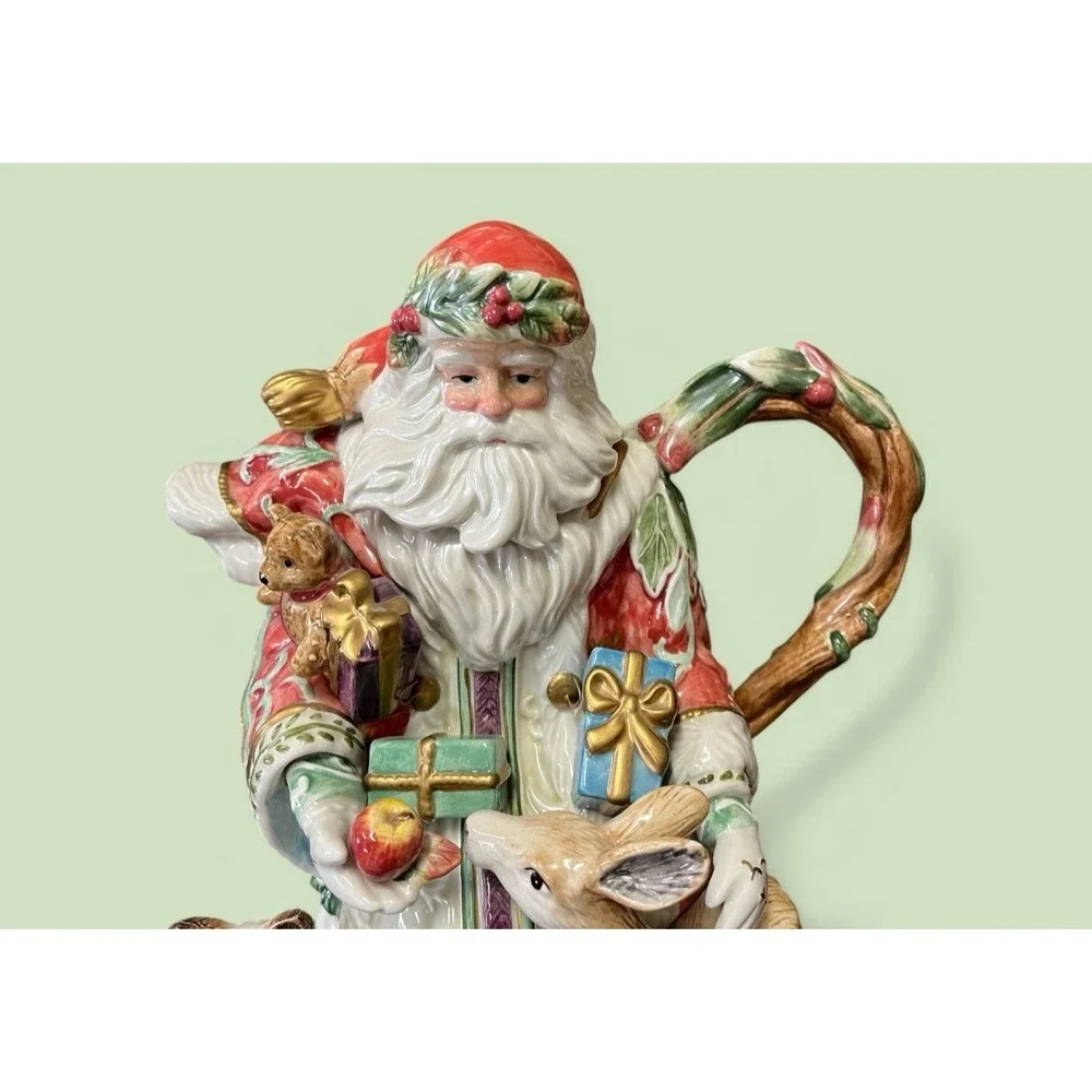 Fitz &‎ Floyd Classics Enchanted Holiday Santa Claus Teapot Tea Pot Pitcher Xmas
